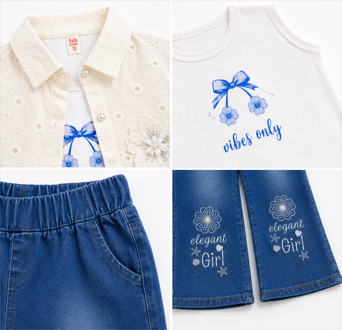Elegant Girl Denim 3-Piece Set - view 3