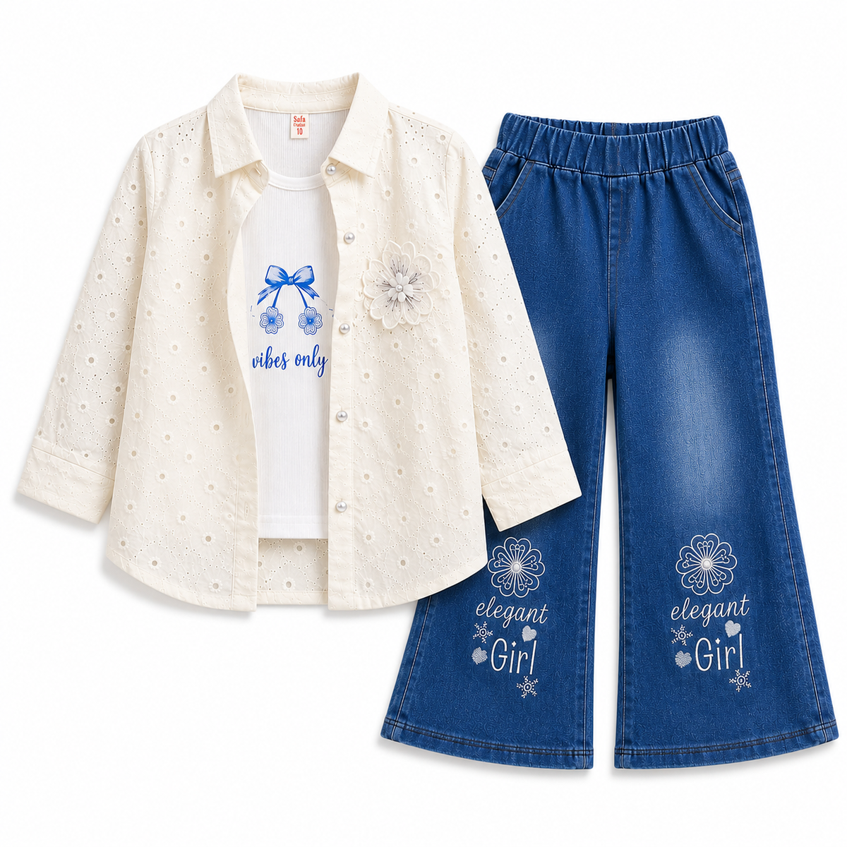 Elegant Girl Denim 3-Piece Set for kids by Buds