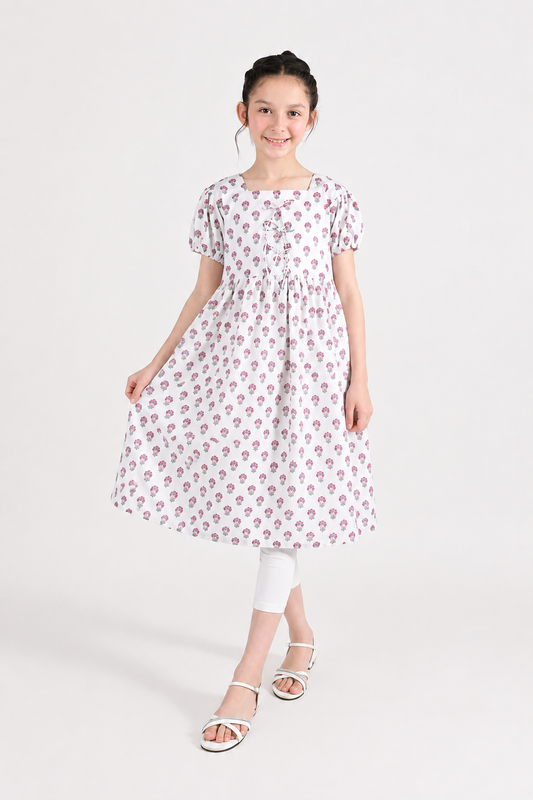 Rosebud Puff Sleeve Dress - view 2