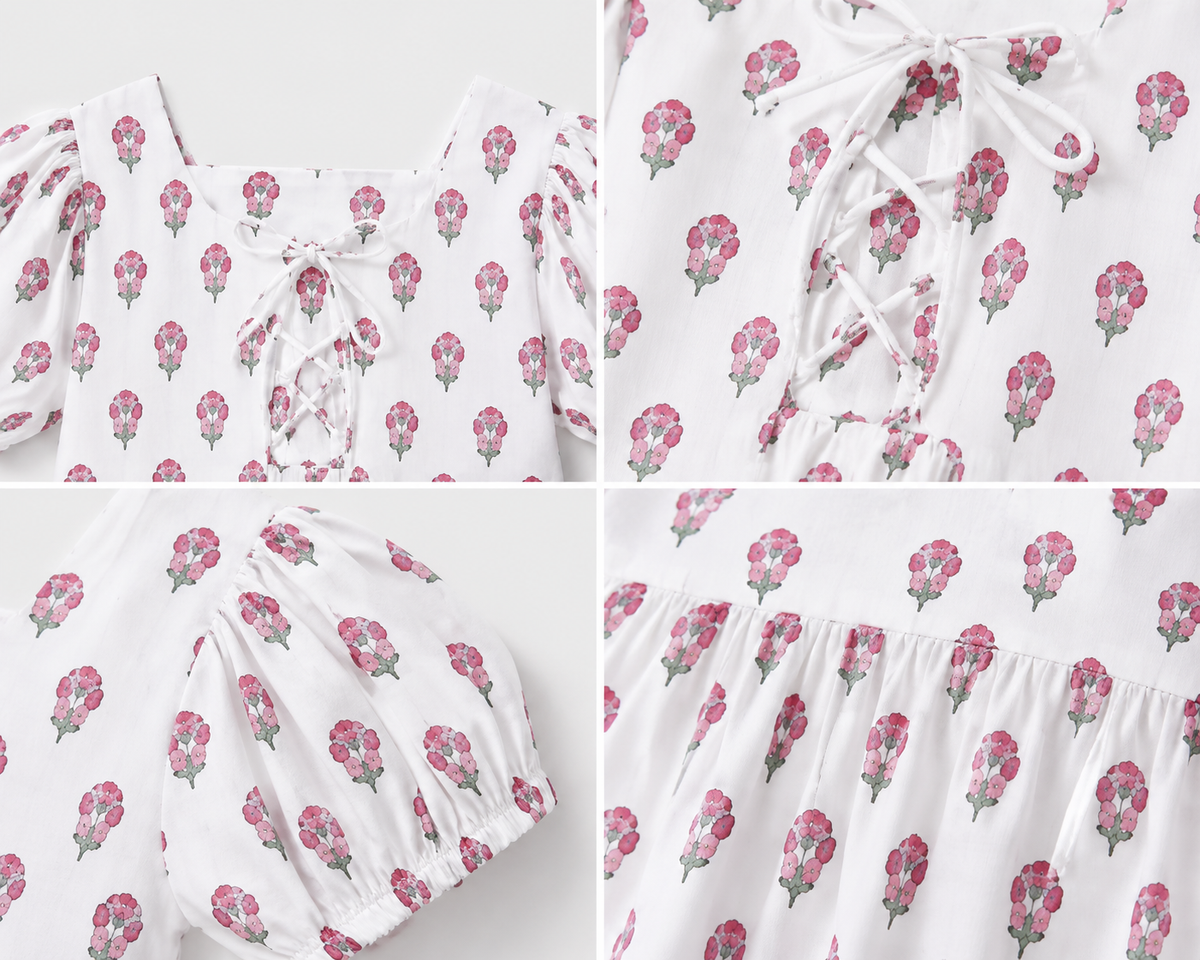 Rosebud Puff Sleeve Dress - view 6